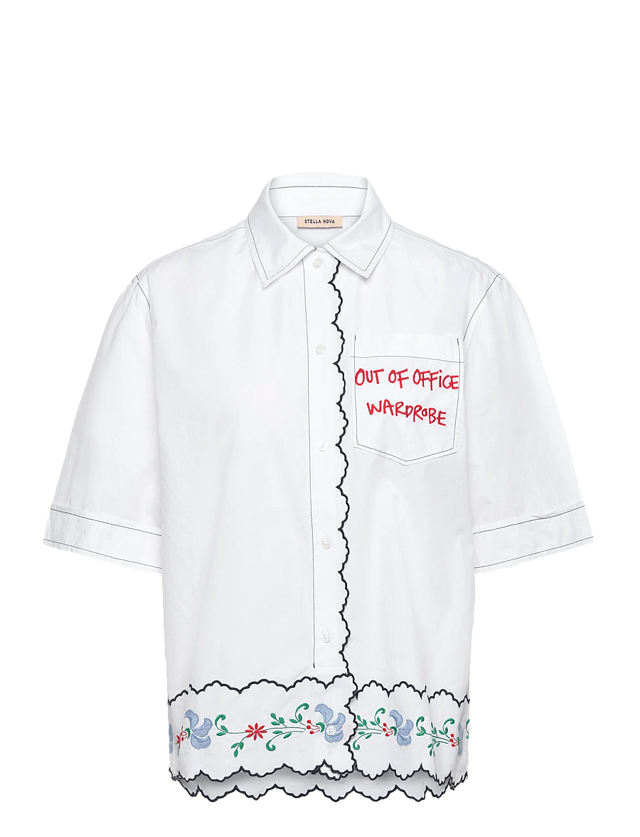 Stella Nova - Coloured Embroidered Oversized Shir - koszule z krótkim rękawem - off white - 1