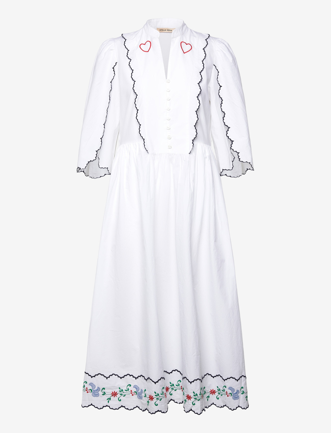 Stella Nova - Coloured Embroidered Loose Dress - konfirmationstøj - off white - 0