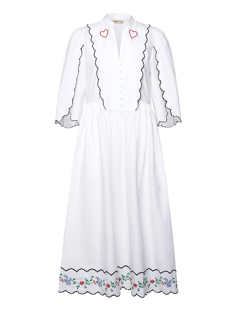 Stella Nova - Coloured Embroidered Loose Dress - konfirmationstøj - off white - 0