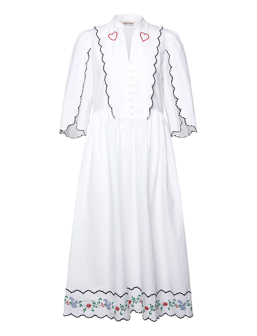Stella Nova - Coloured Embroidered Loose Dress - off white - 0