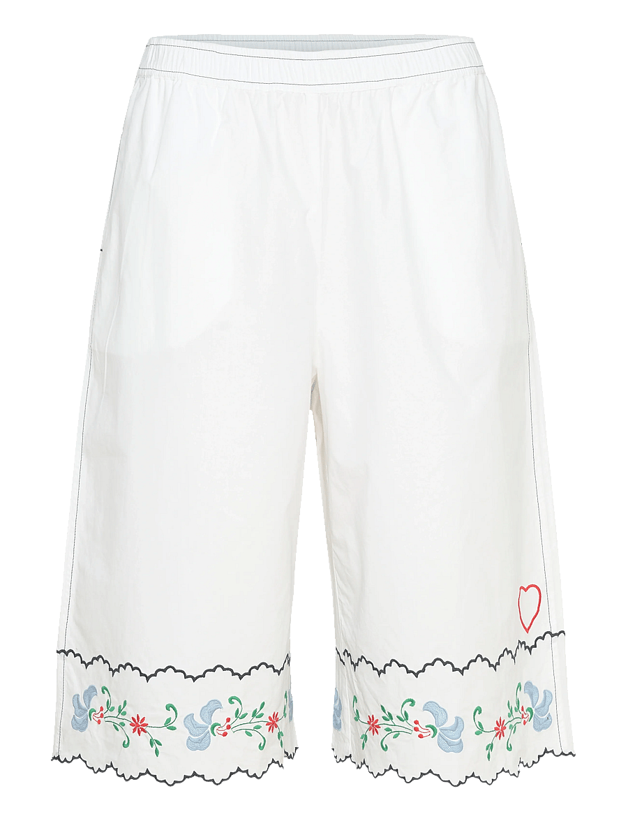 Stella Nova - Coloured Embroidered Oversized Shor - casual shorts - off white - 0