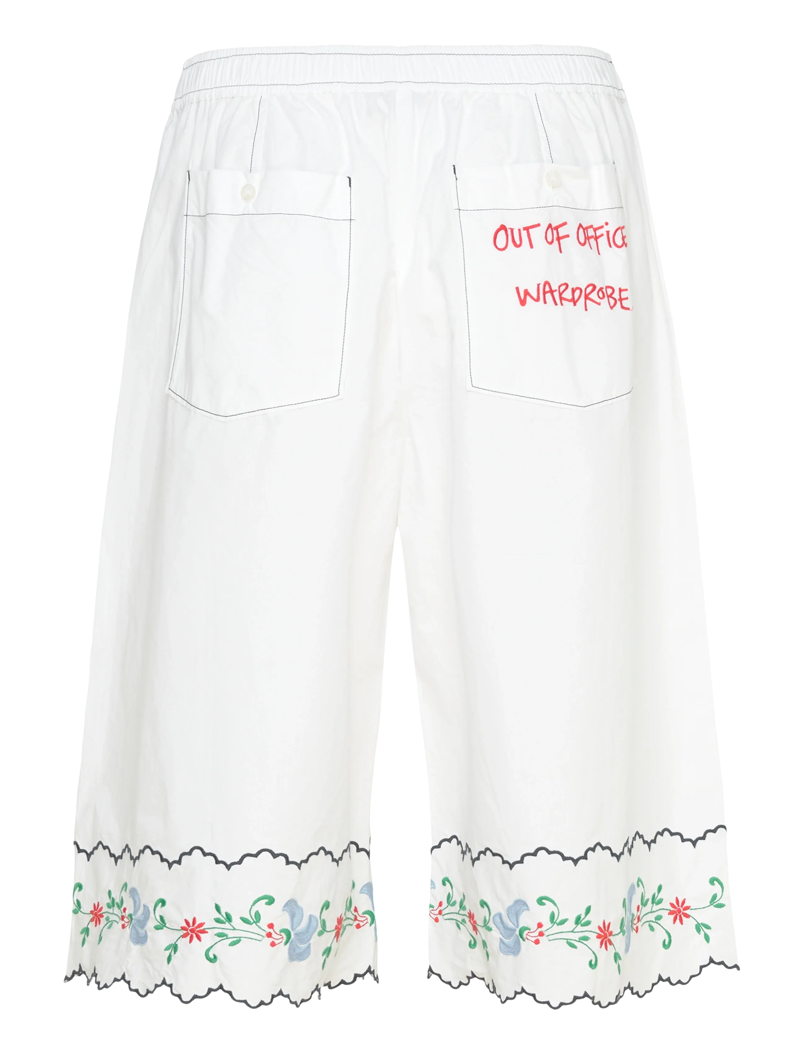 Stella Nova - Coloured Embroidered Oversized Shor - casual shorts - off white - 1