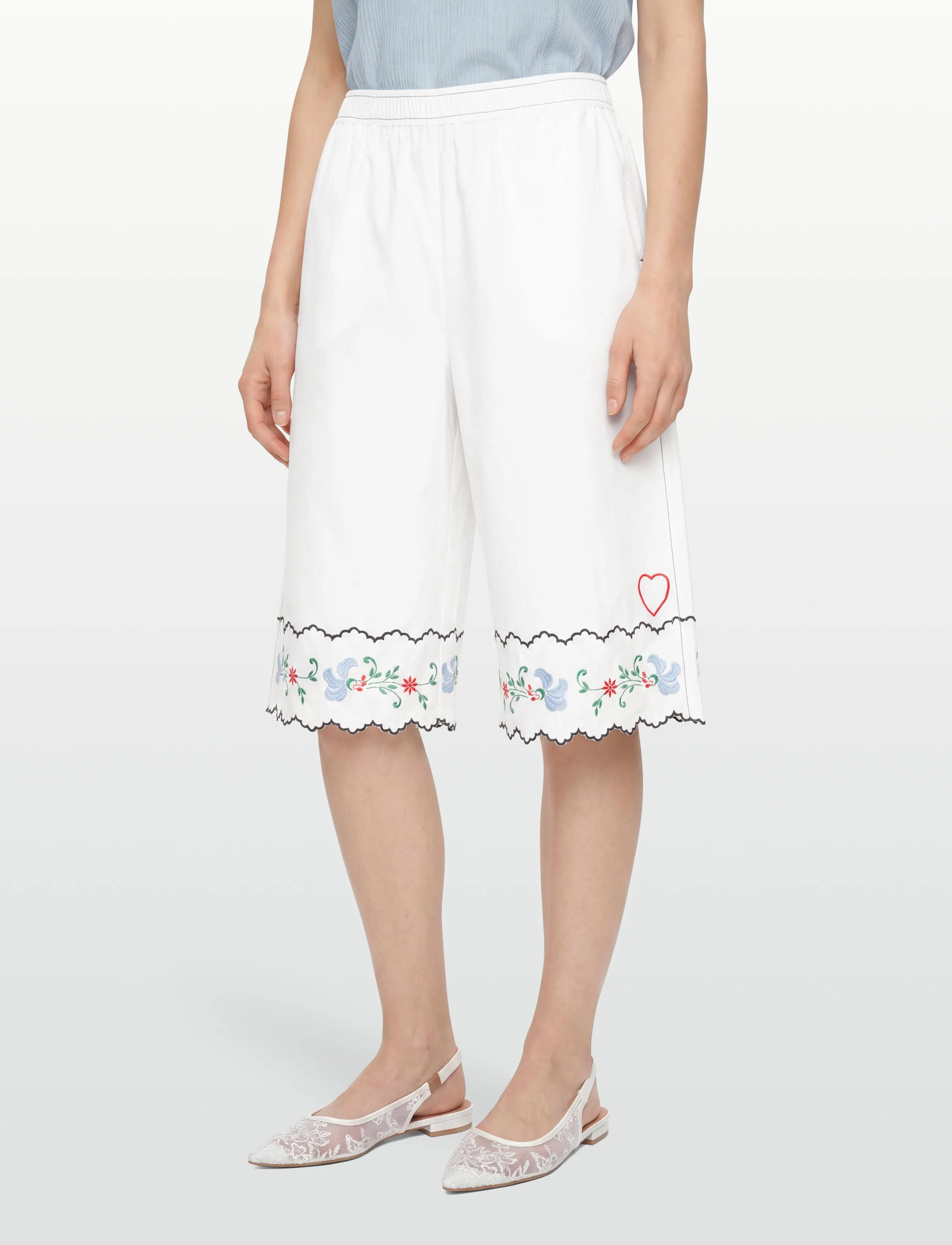 Stella Nova - Coloured Embroidered Oversized Shor - bermudas - off white - 3