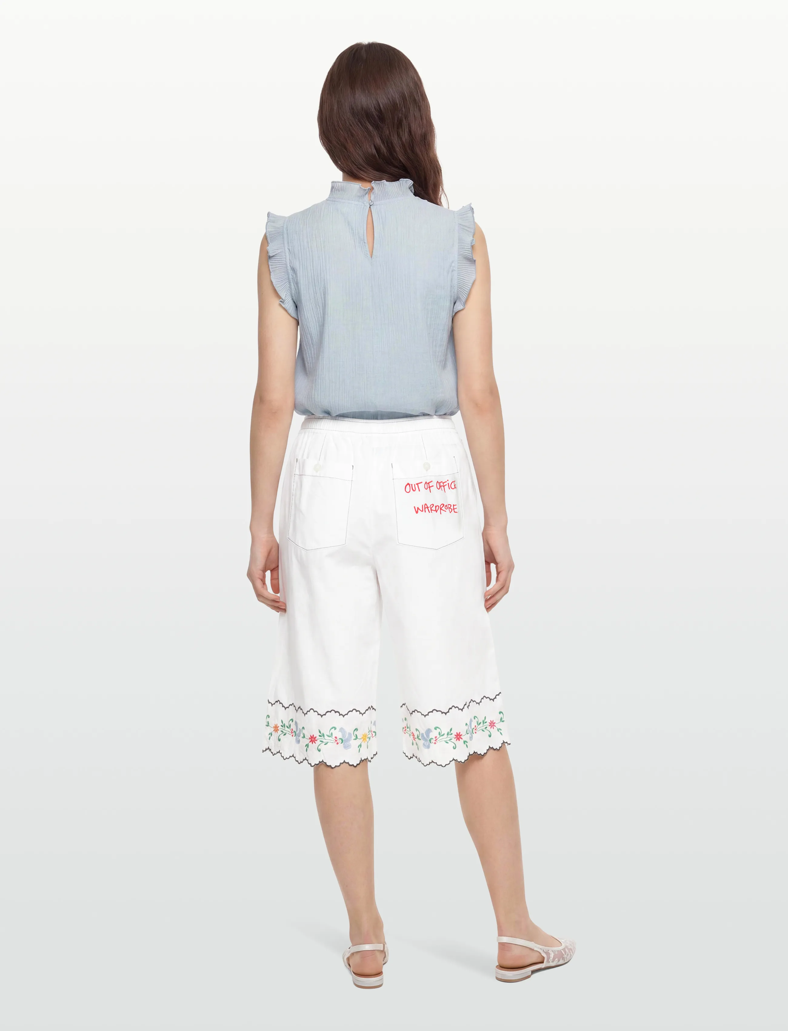 Stella Nova - Coloured Embroidered Oversized Shor - bermudas - off white - 4