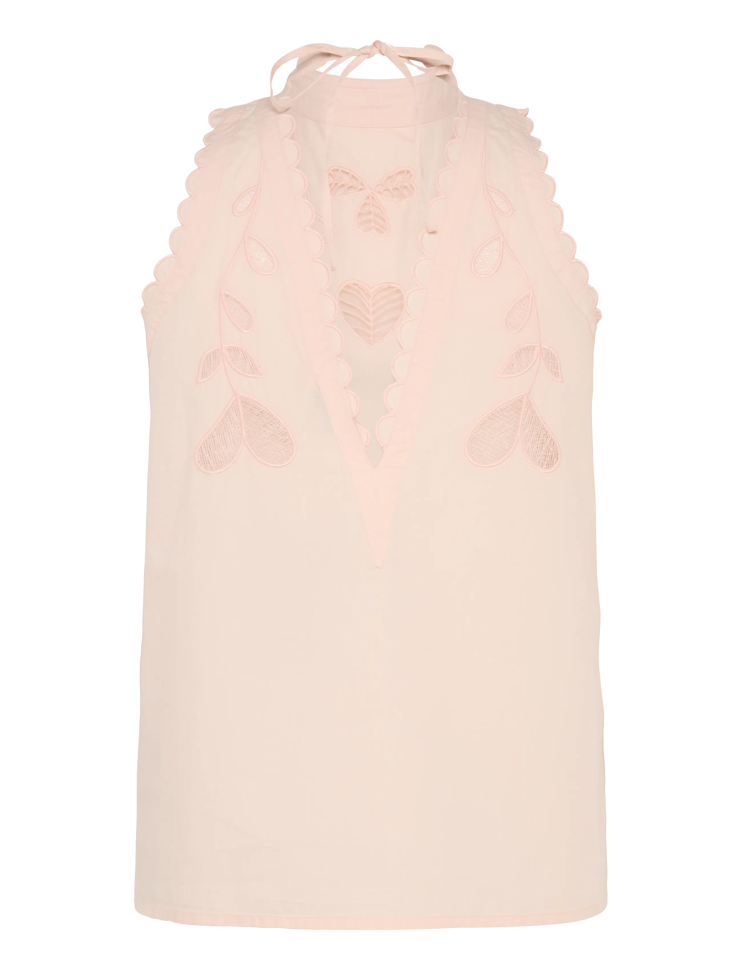 Stella Nova - Embroidery Anglaise Halterneck Top - soft powder - 1
