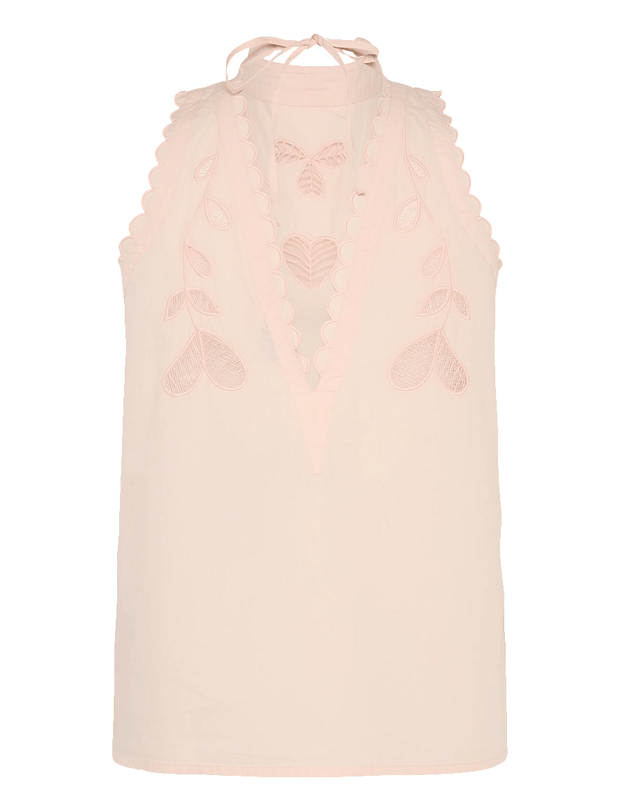 Stella Nova - Embroidery Anglaise Halterneck Top - soft powder - 1