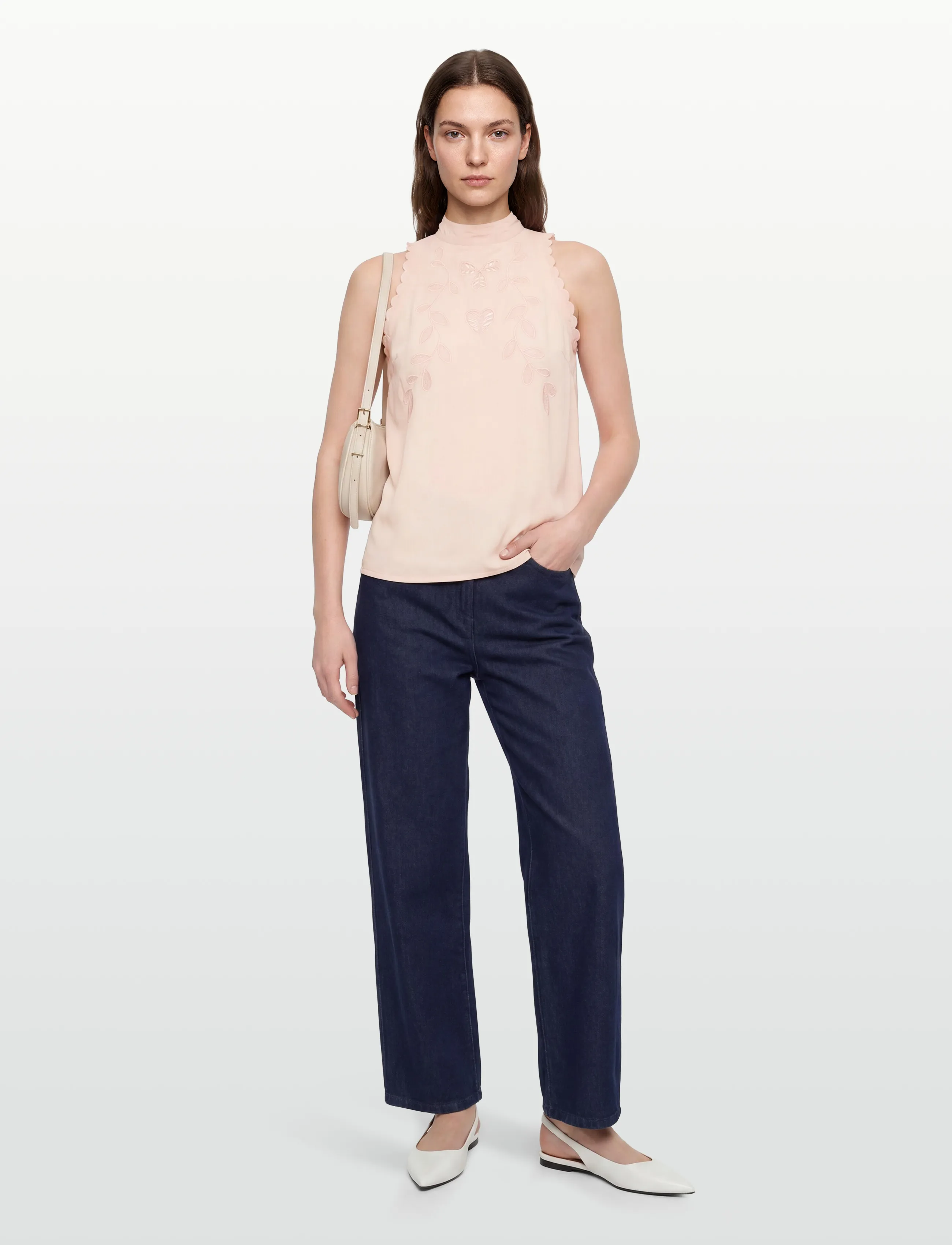 Stella Nova Embroidery Anglaise Halterneck Top, 36, T-shirts & Oberteile, Rosa - Sleeveless, Frauen