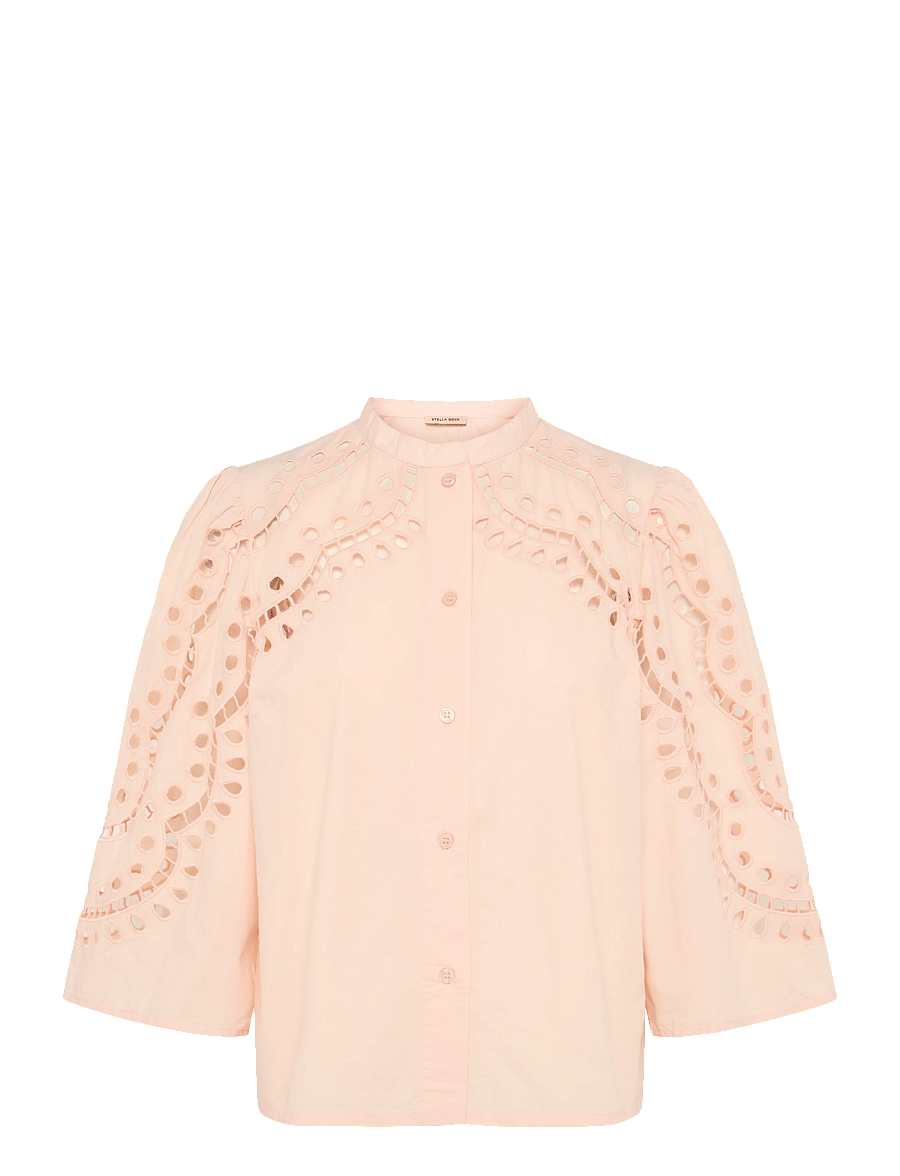Stella Nova - Embroidery Anglaise Shirt - kurzärmlige hemden - soft powder - 0