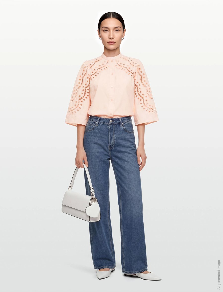 Stella Nova - Embroidery Anglaise Shirt - kortærmede skjorter - soft powder - 0