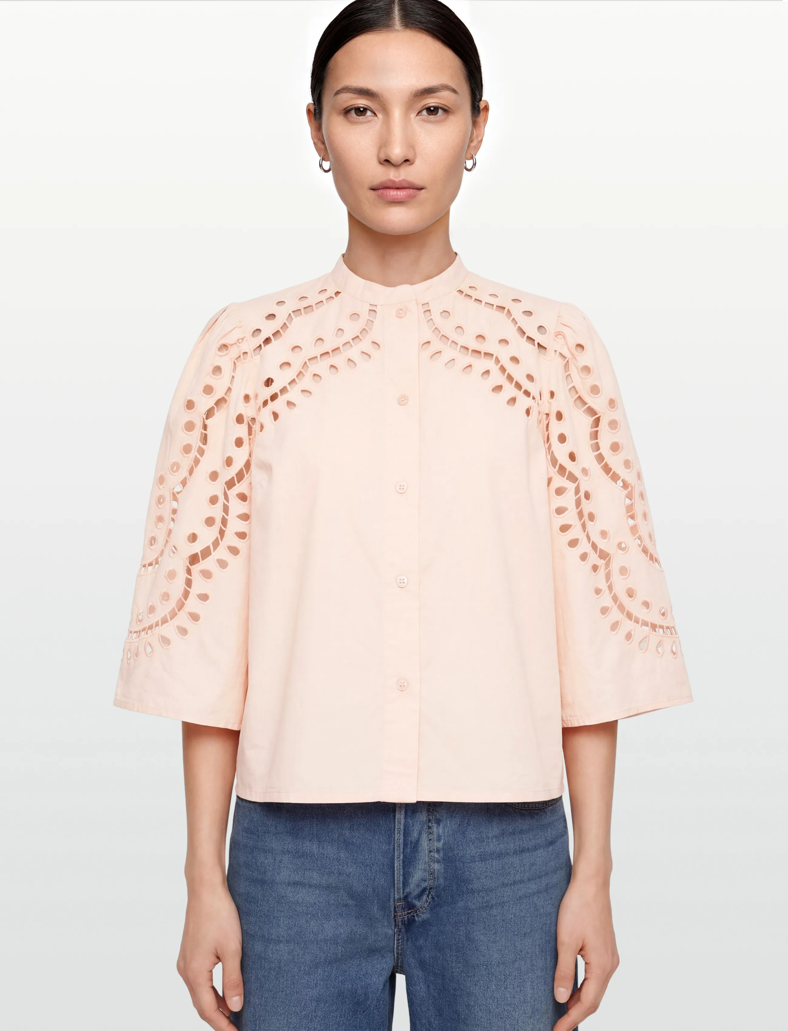 Stella Nova - Embroidery Anglaise Shirt - kortærmede skjorter - soft powder - 3
