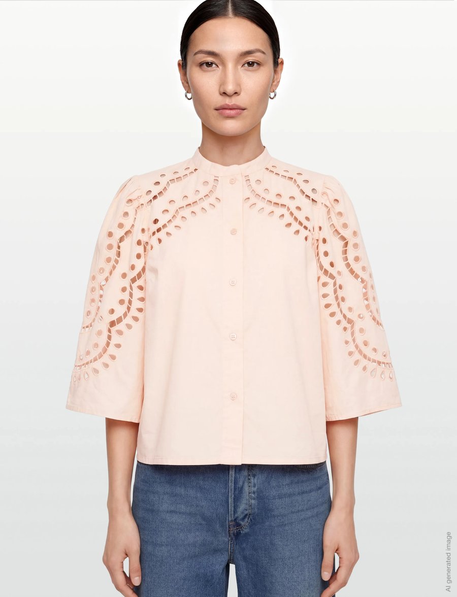 Stella Nova - Embroidery Anglaise Shirt - kortærmede skjorter - soft powder - 3