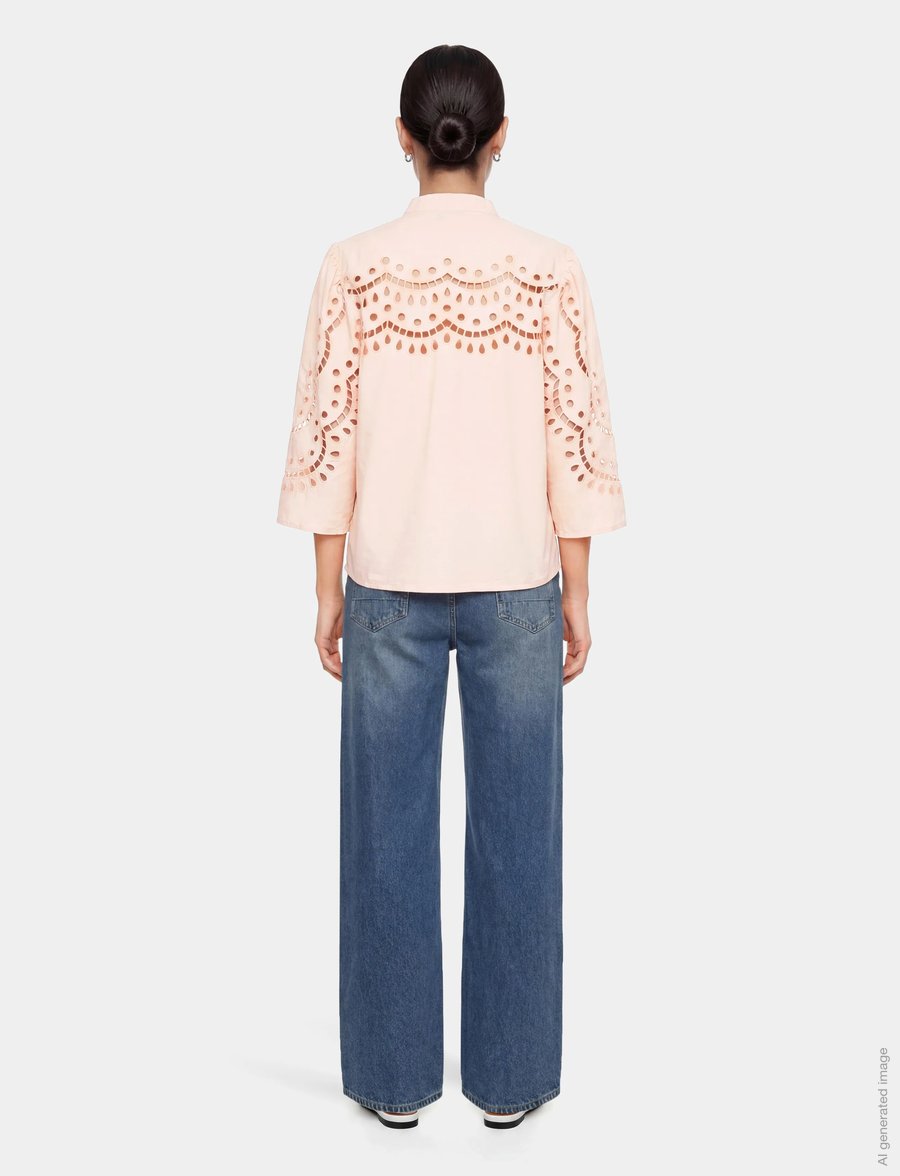 Stella Nova - Embroidery Anglaise Shirt - kortærmede skjorter - soft powder - 4