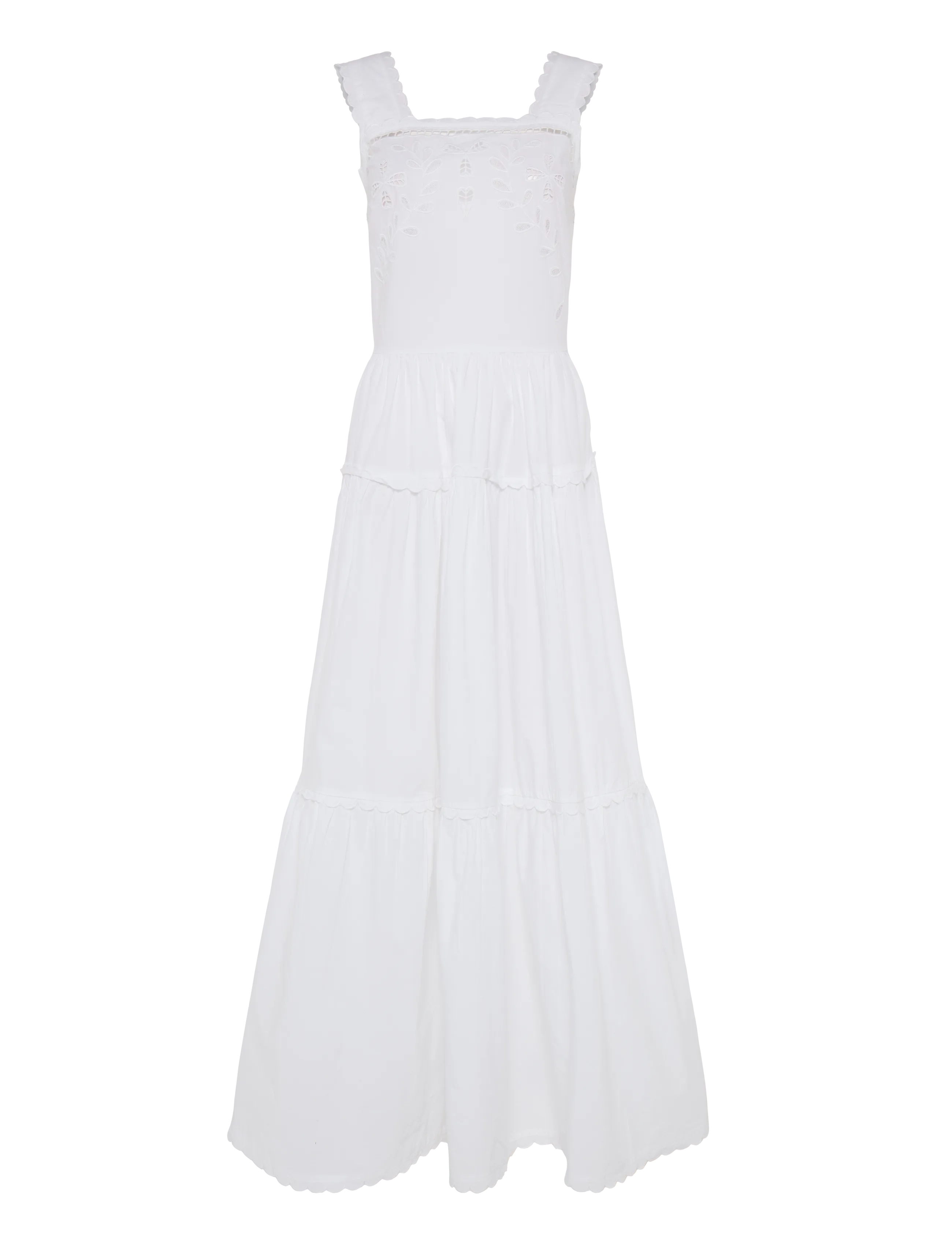STELLA NOVA Embroidery Anglaise Maxi Strap Dres Weiß - 38 - Damen