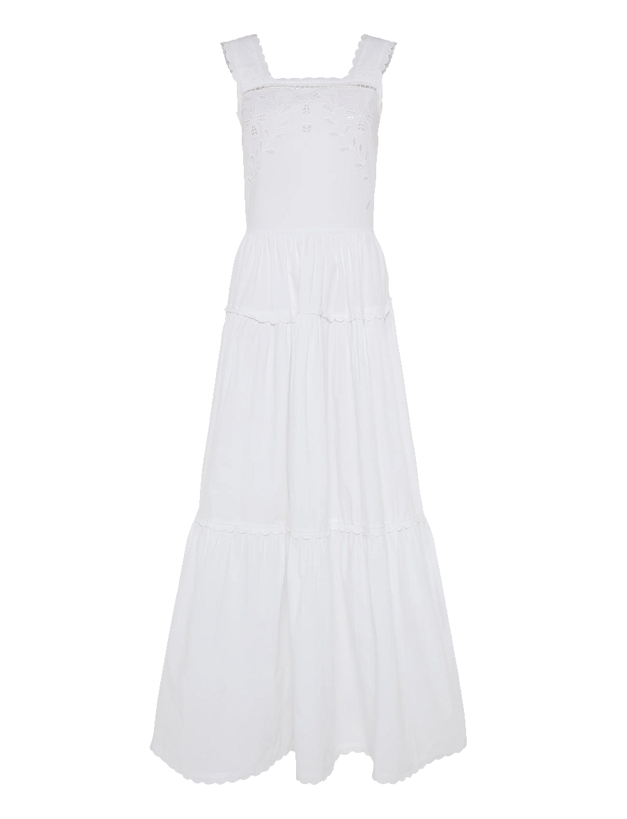 Stella Nova - Embroidery Anglaise Maxi Strap Dres - white - 0