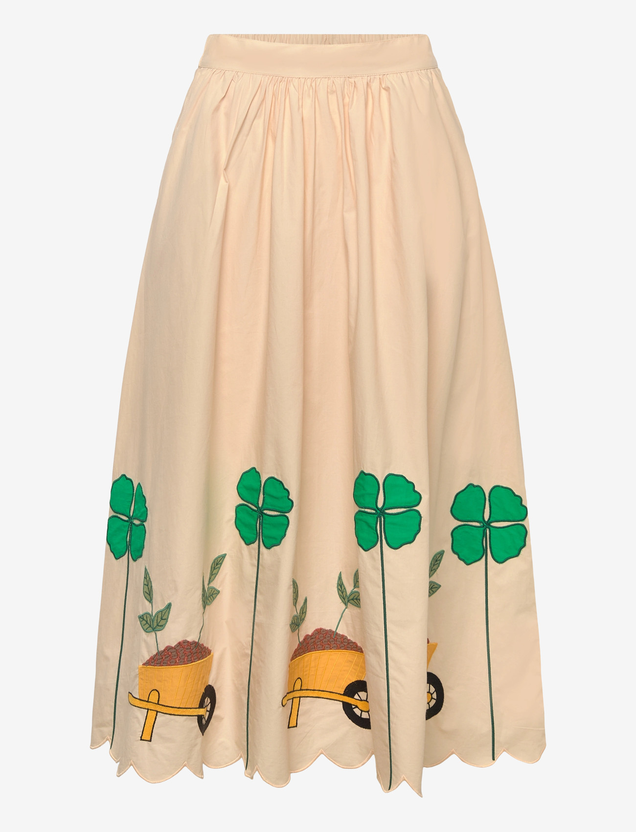 Stella Nova - Embroidered Midi skirt with Scallop - midi skirts - ivory - 0