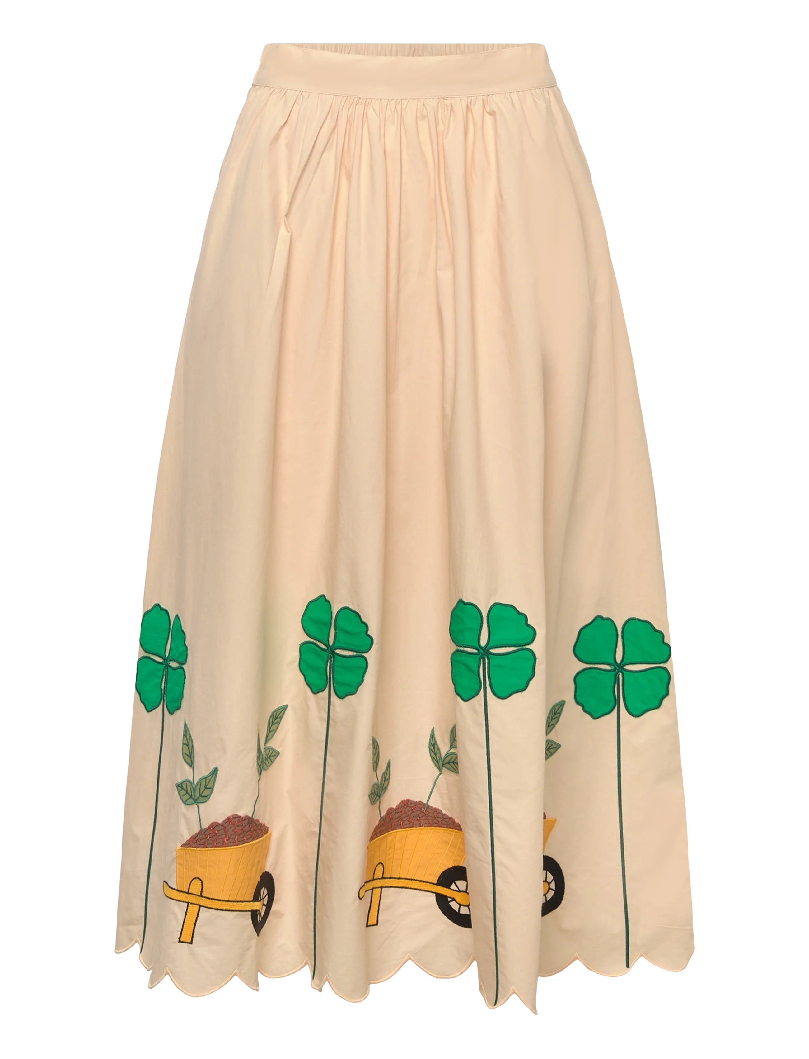 Stella Nova Embroidered Midi skirt with Scallop - Skirts - IVORY / cream