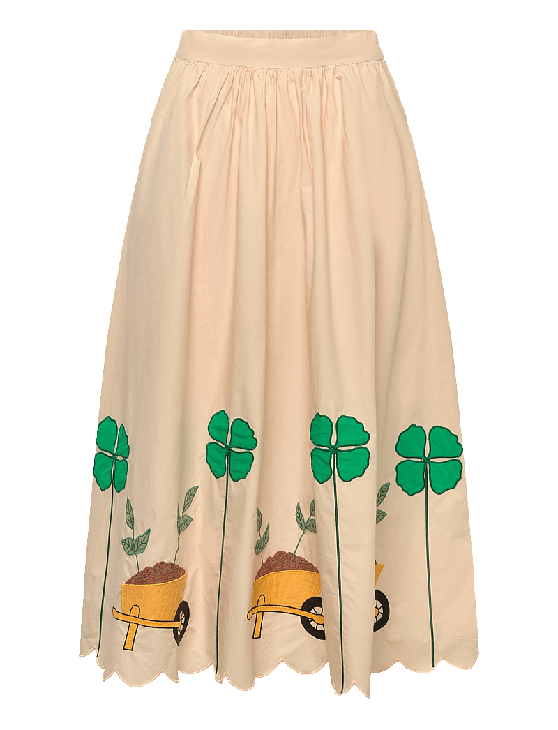 Stella Nova - Embroidered Midi skirt with Scallop - midi skirts - ivory - 0