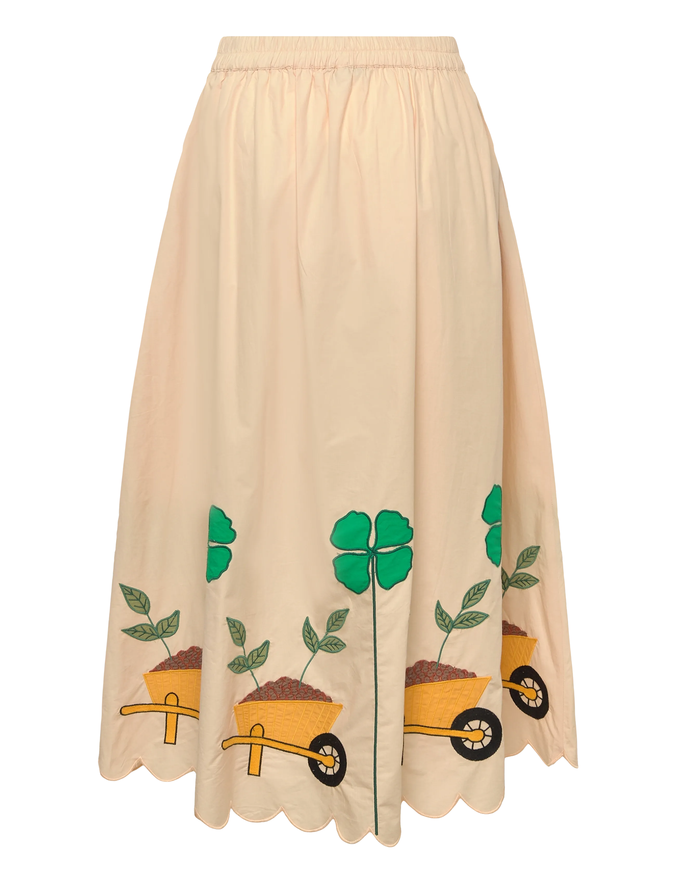 Stella Nova - Embroidered Midi skirt with Scallop - midiseelikud - ivory - 1