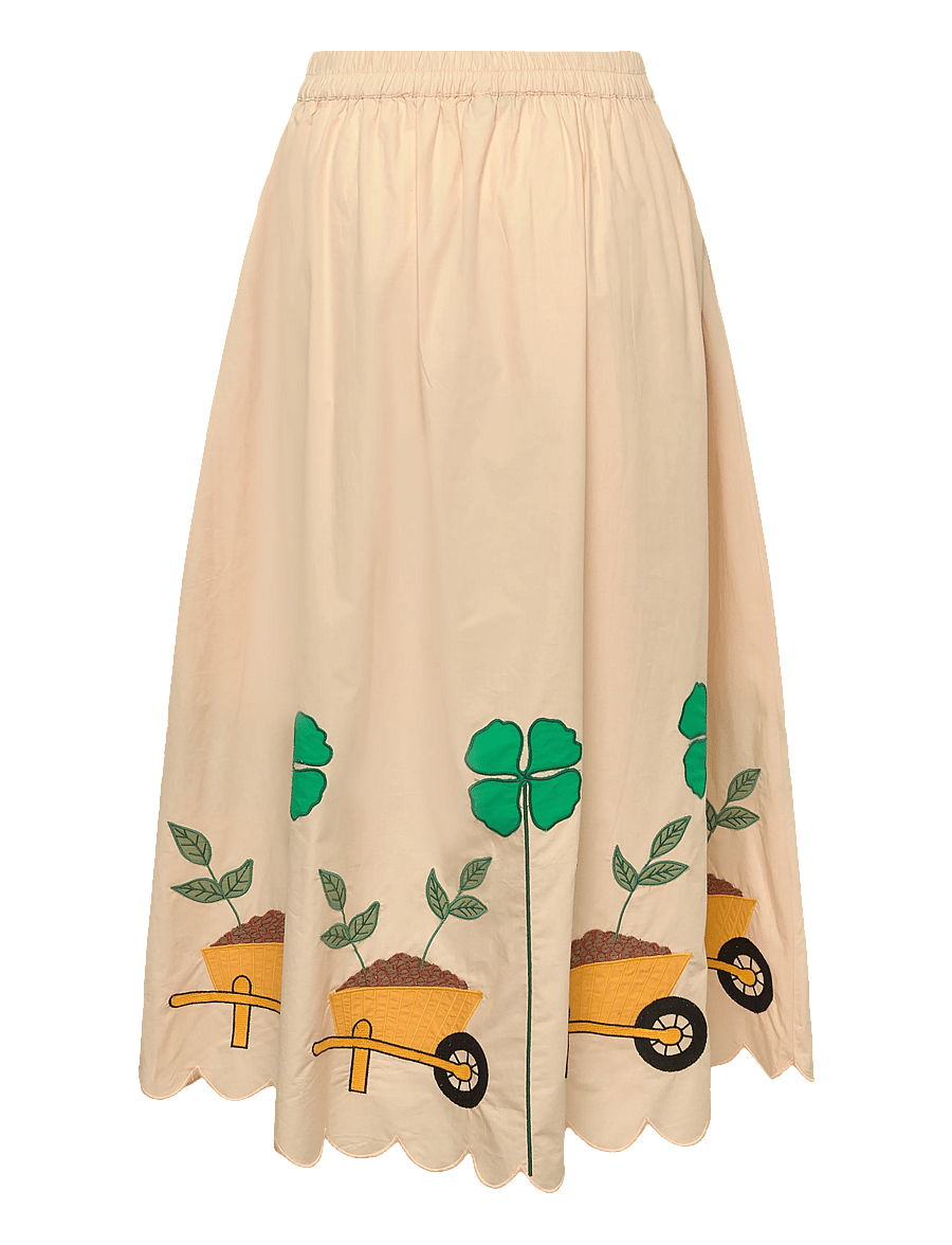 Stella Nova - Embroidered Midi skirt with Scallop - midiseelikud - ivory - 1