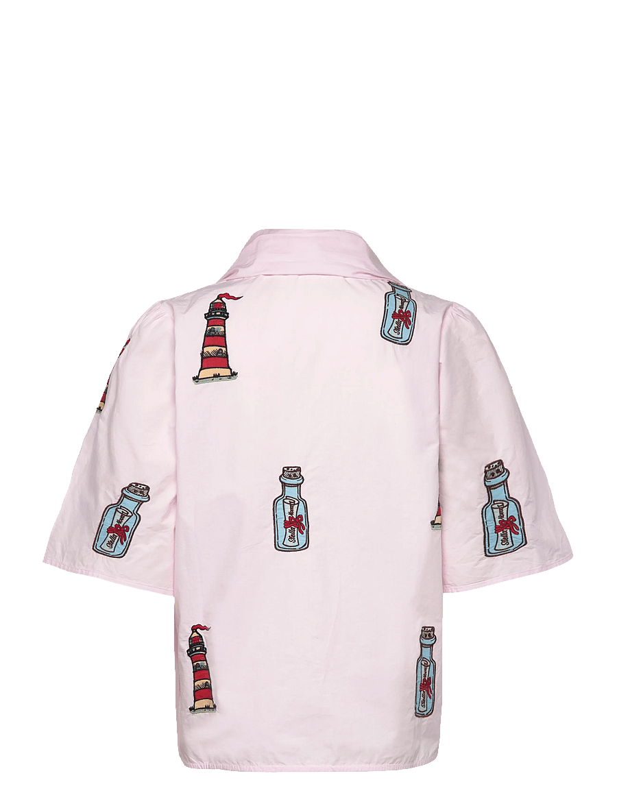 Stella Nova - Embroidered Bow Shirt - blouses à manches courtes - 558 pale pink - 2