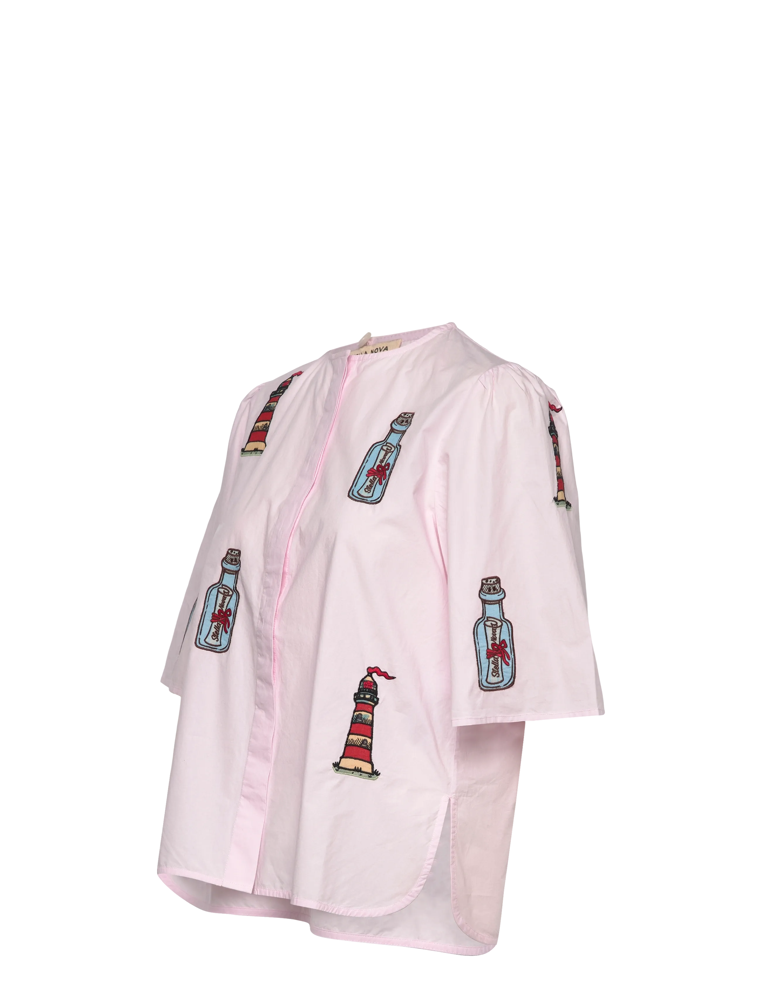Stella Nova - Embroidered Bow Shirt - blouses à manches courtes - 558 pale pink - 4