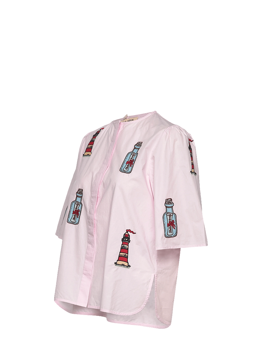 Stella Nova - Embroidered Bow Shirt - blouses à manches courtes - 558 pale pink - 4