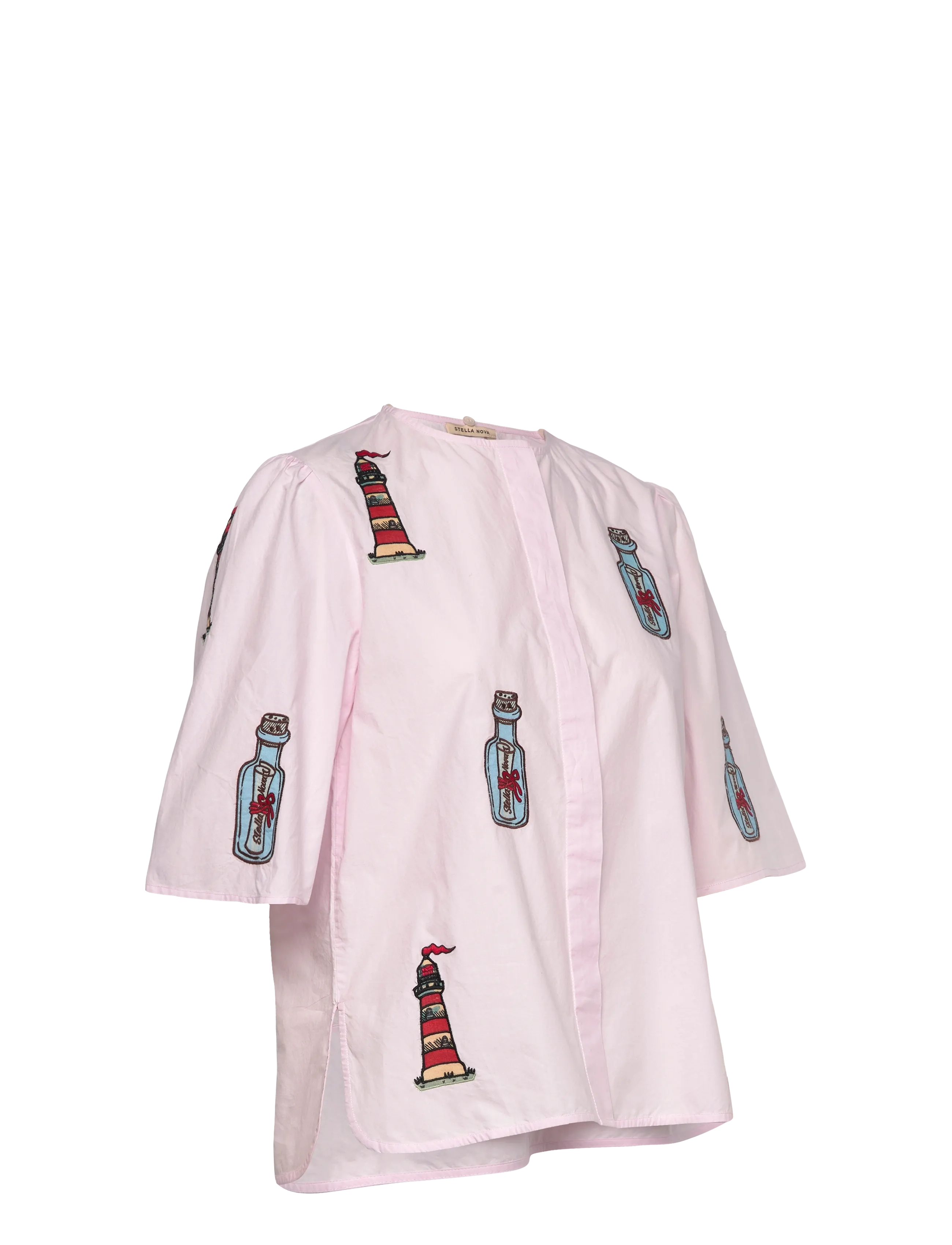 Stella Nova - Embroidered Bow Shirt - blouses à manches courtes - 558 pale pink - 5
