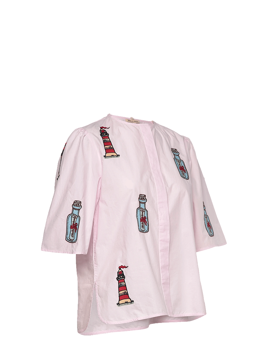 Stella Nova - Embroidered Bow Shirt - blouses à manches courtes - 558 pale pink - 5