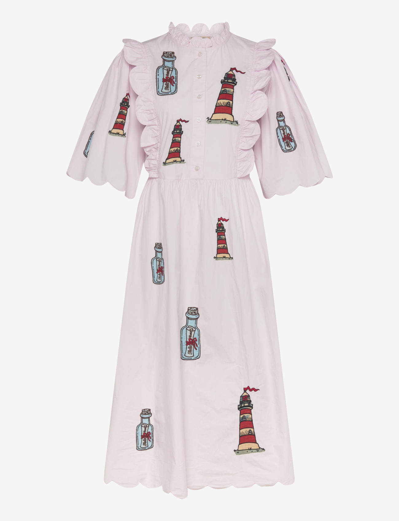 Stella Nova - Embroidered Midi dress with Scallops - midi-kleider - 558 pale pink - 1