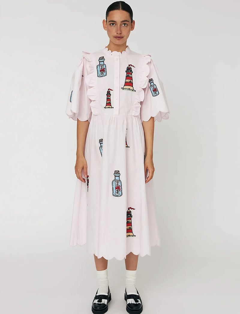 Stella Nova - Embroidered Midi dress with Scallops - midi-kleider - 558 pale pink - 0