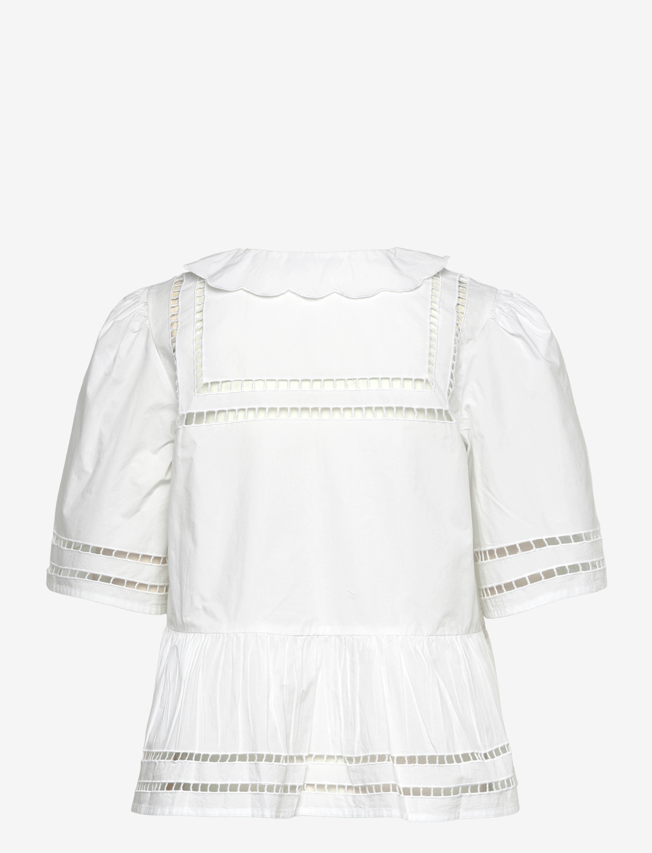 Stella Nova - Top with Scallop Edge Collar - kurzämlige blusen - 001 white - 2