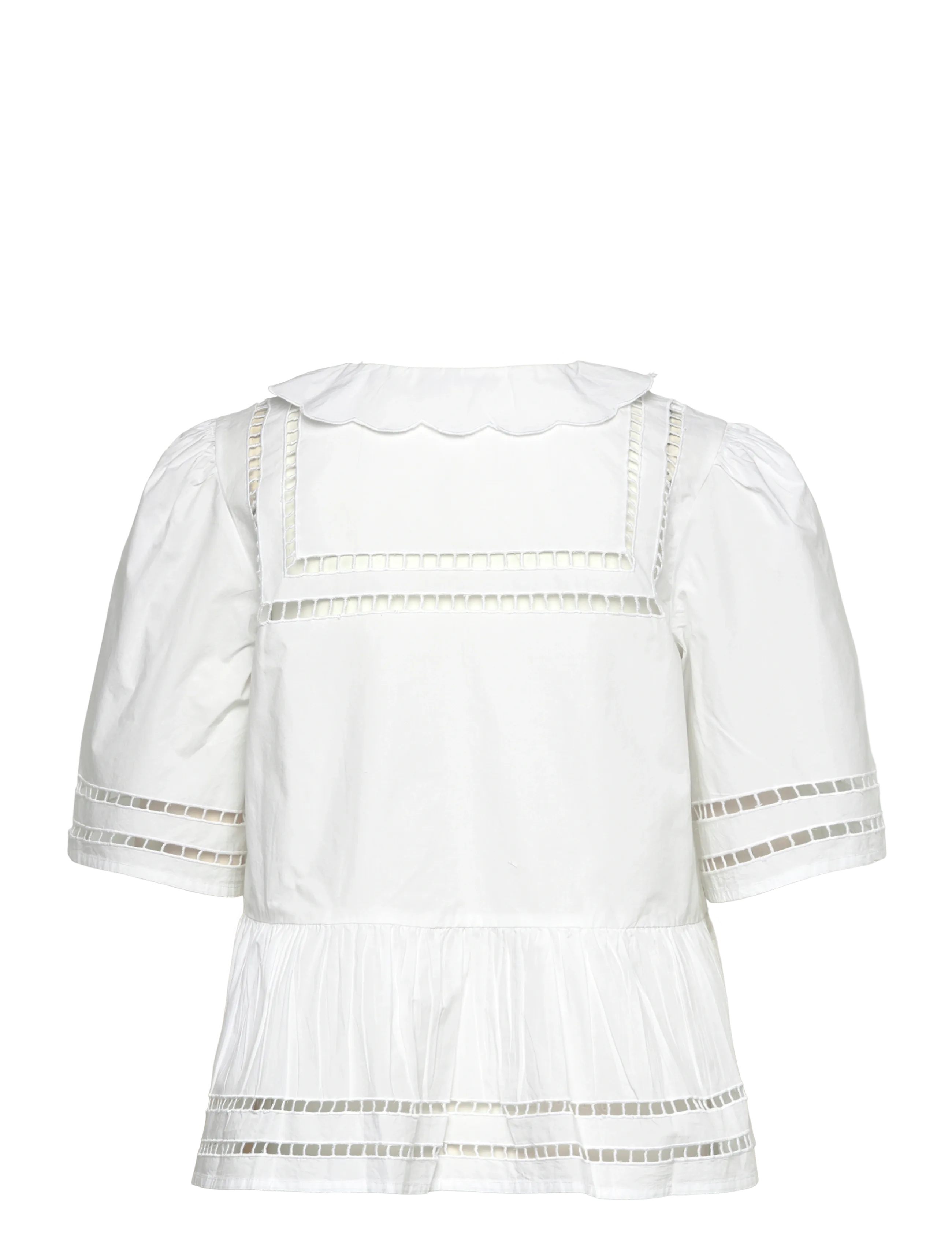 Stella Nova - Top with Scallop Edge Collar - blouses à manches courtes - 001 white - 2