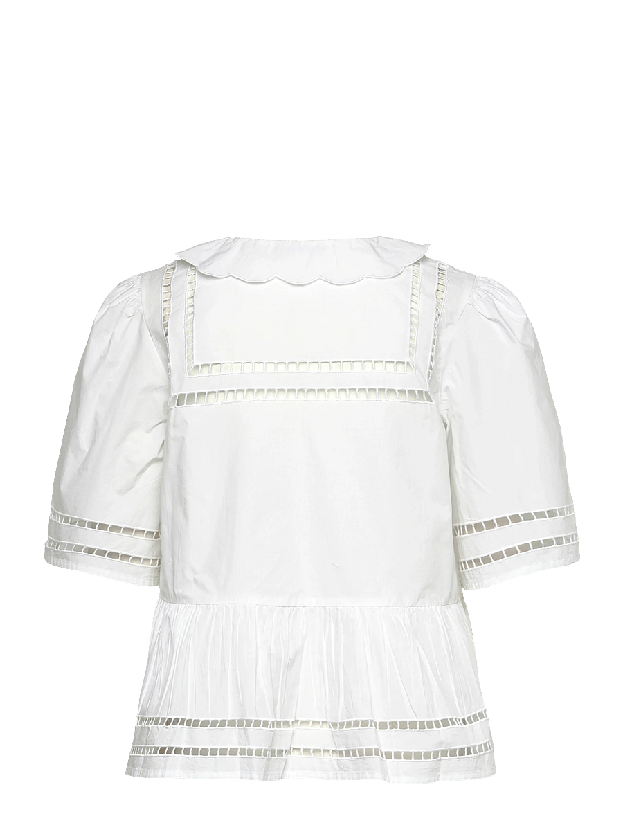Stella Nova - Top with Scallop Edge Collar - blouses à manches courtes - 001 white - 2