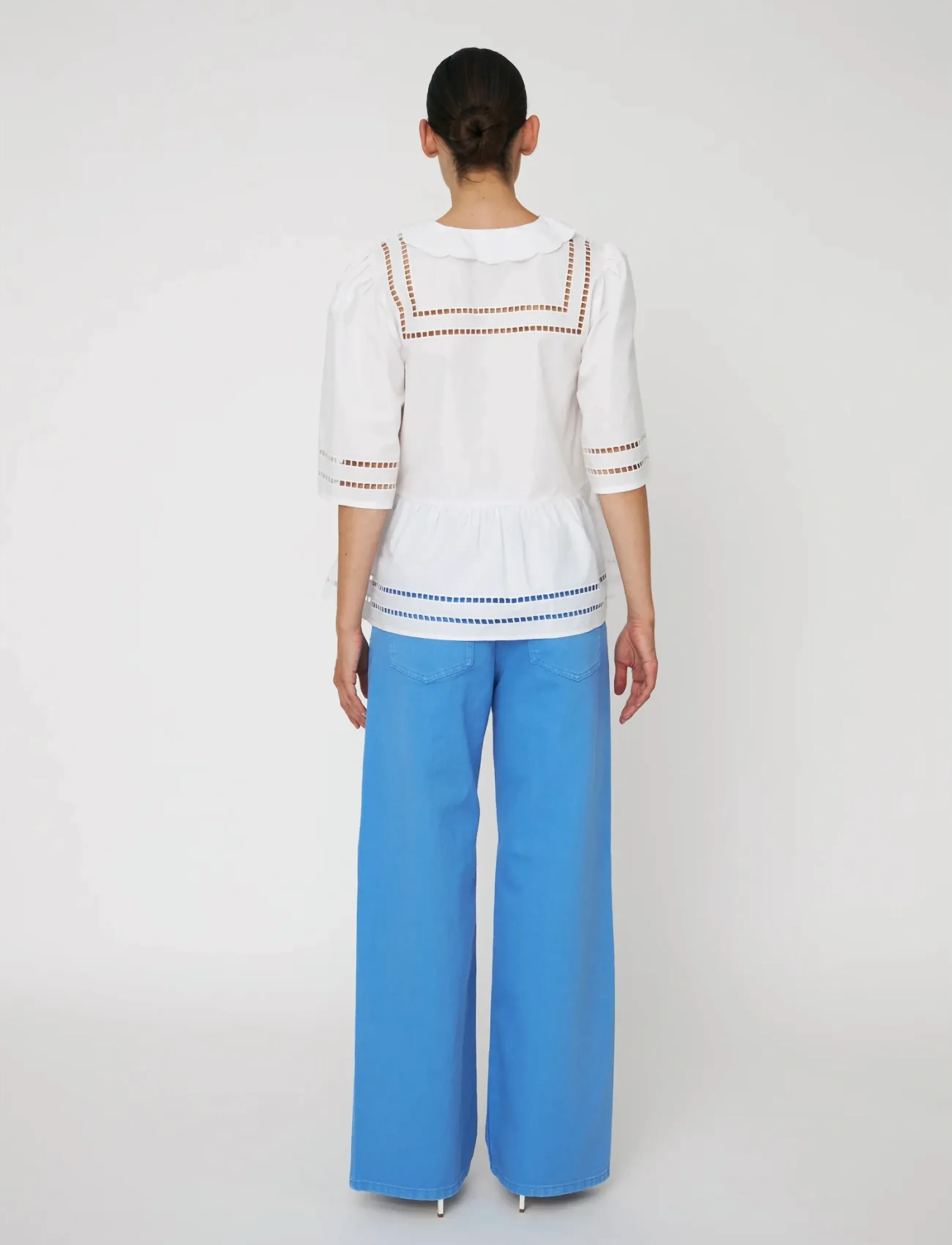 Stella Nova - Top with Scallop Edge Collar - blouses à manches courtes - 001 white - 3