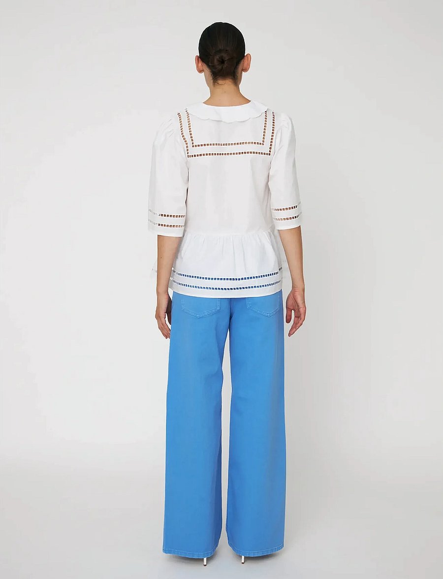 Stella Nova - Top with Scallop Edge Collar - blouses à manches courtes - 001 white - 3