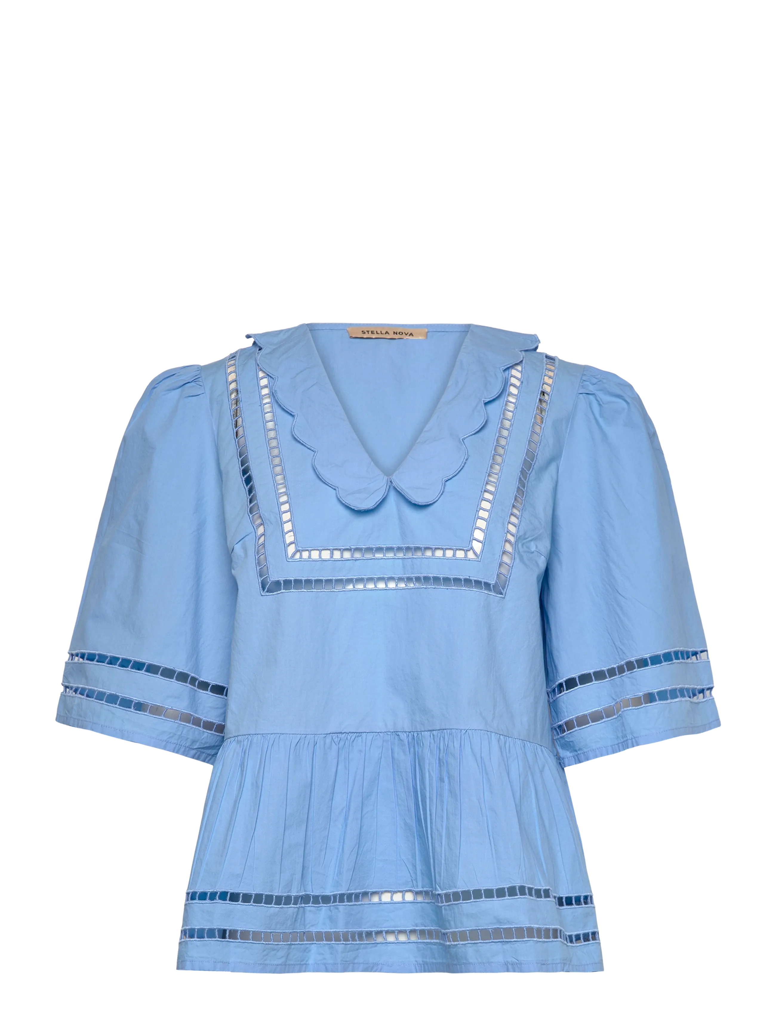 Stella Nova Top with Scallop Edge Collar - Officewear - 308 BLUE CORAL / blue