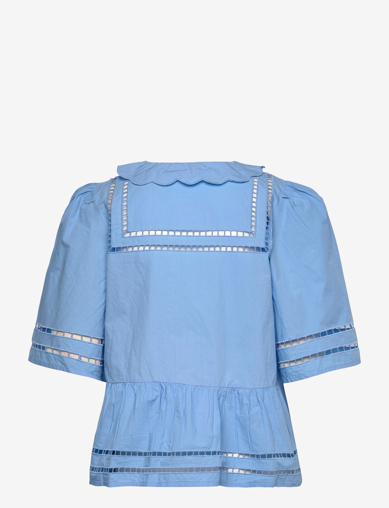Stella Nova - Top with Scallop Edge Collar - kurzämlige blusen - 308 blue coral - 2