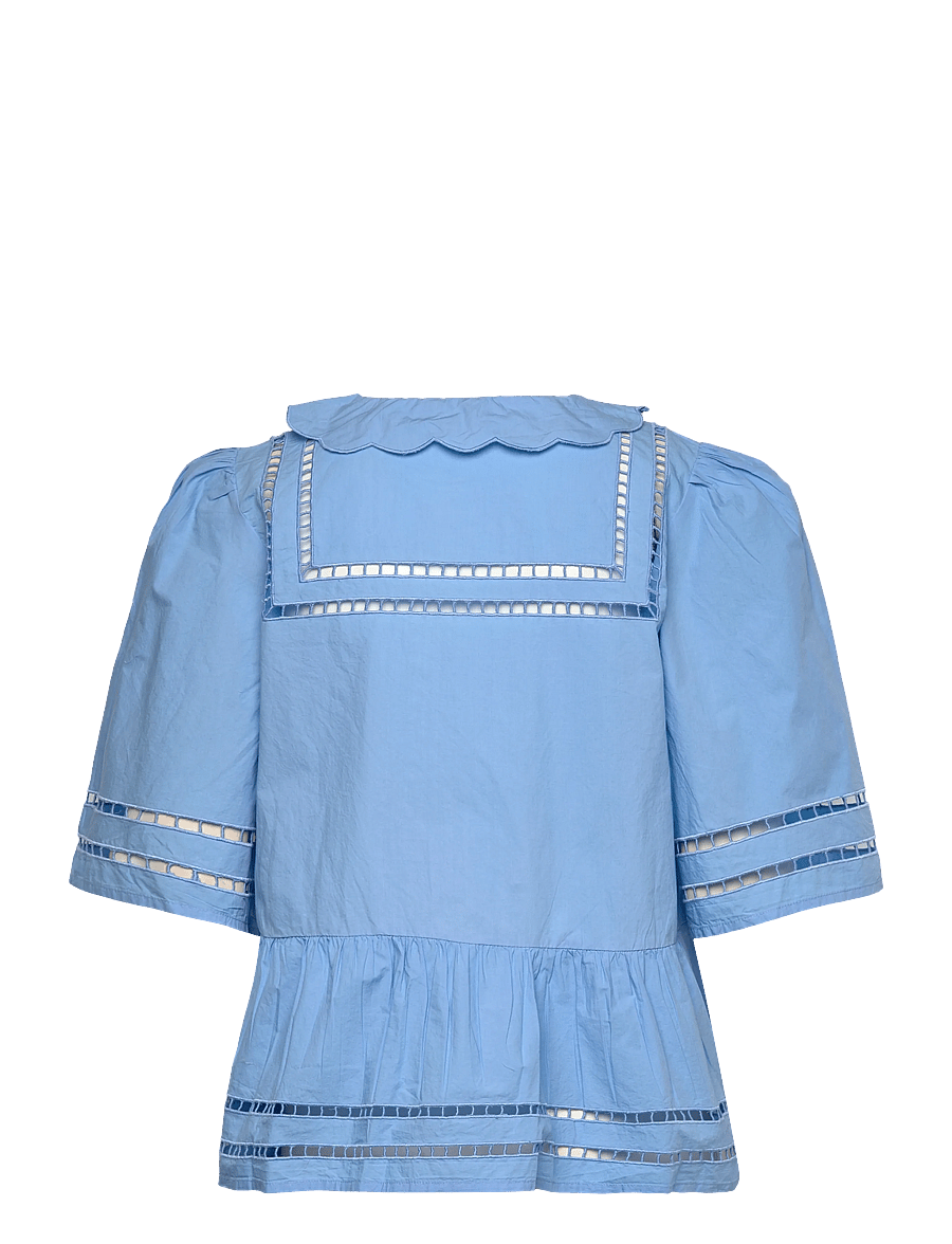 Stella Nova - Top with Scallop Edge Collar - blūzes ar īsām piedurknēm - 308 blue coral - 2