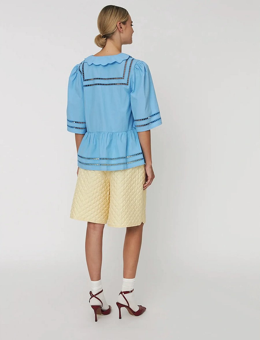 Stella Nova - Top with Scallop Edge Collar - blūzes ar īsām piedurknēm - 308 blue coral - 3