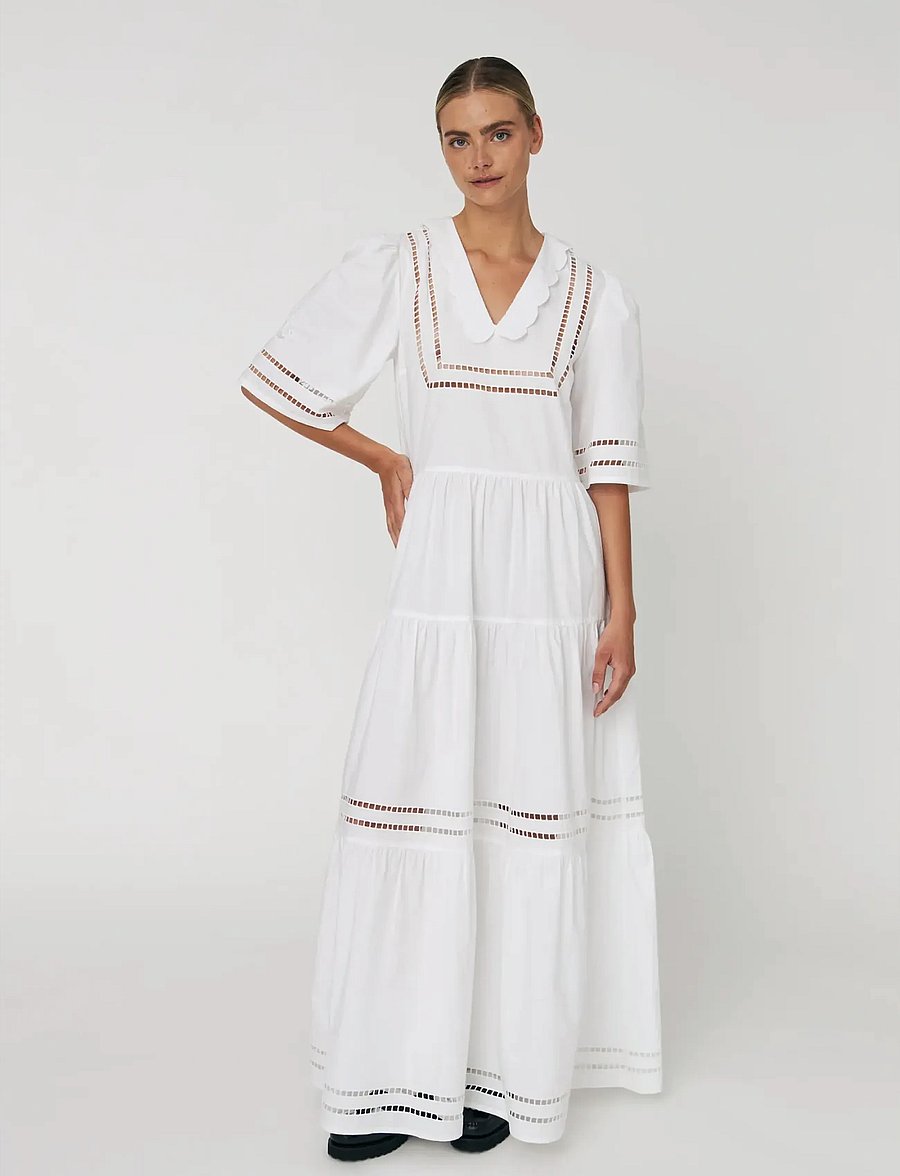 Stella Nova - Maxi Dress with Short Sleeves and Artworks - maxi jurken - 001 white - 0