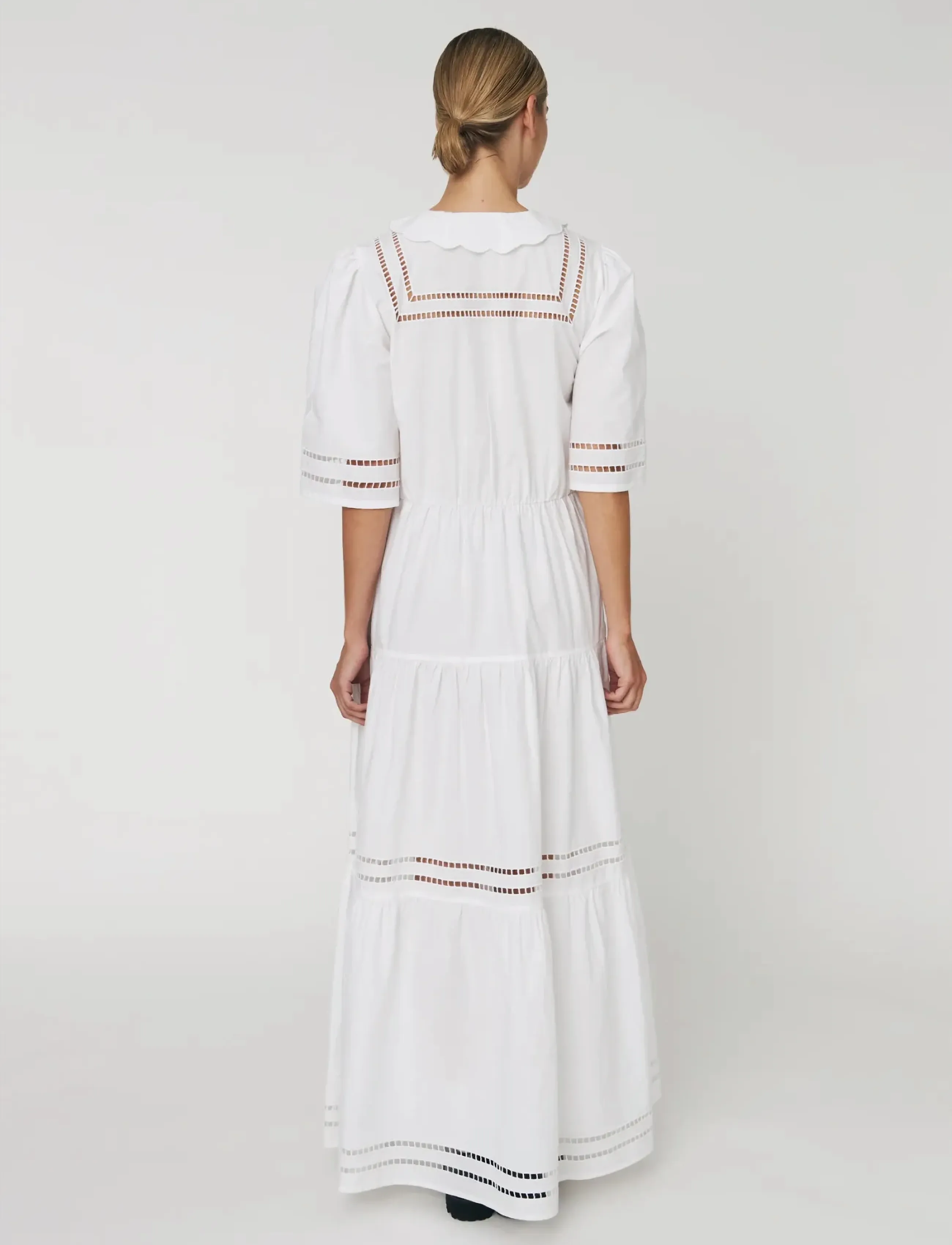Stella Nova - Maxi Dress with Short Sleeves and Artworks - maxi jurken - 001 white - 3