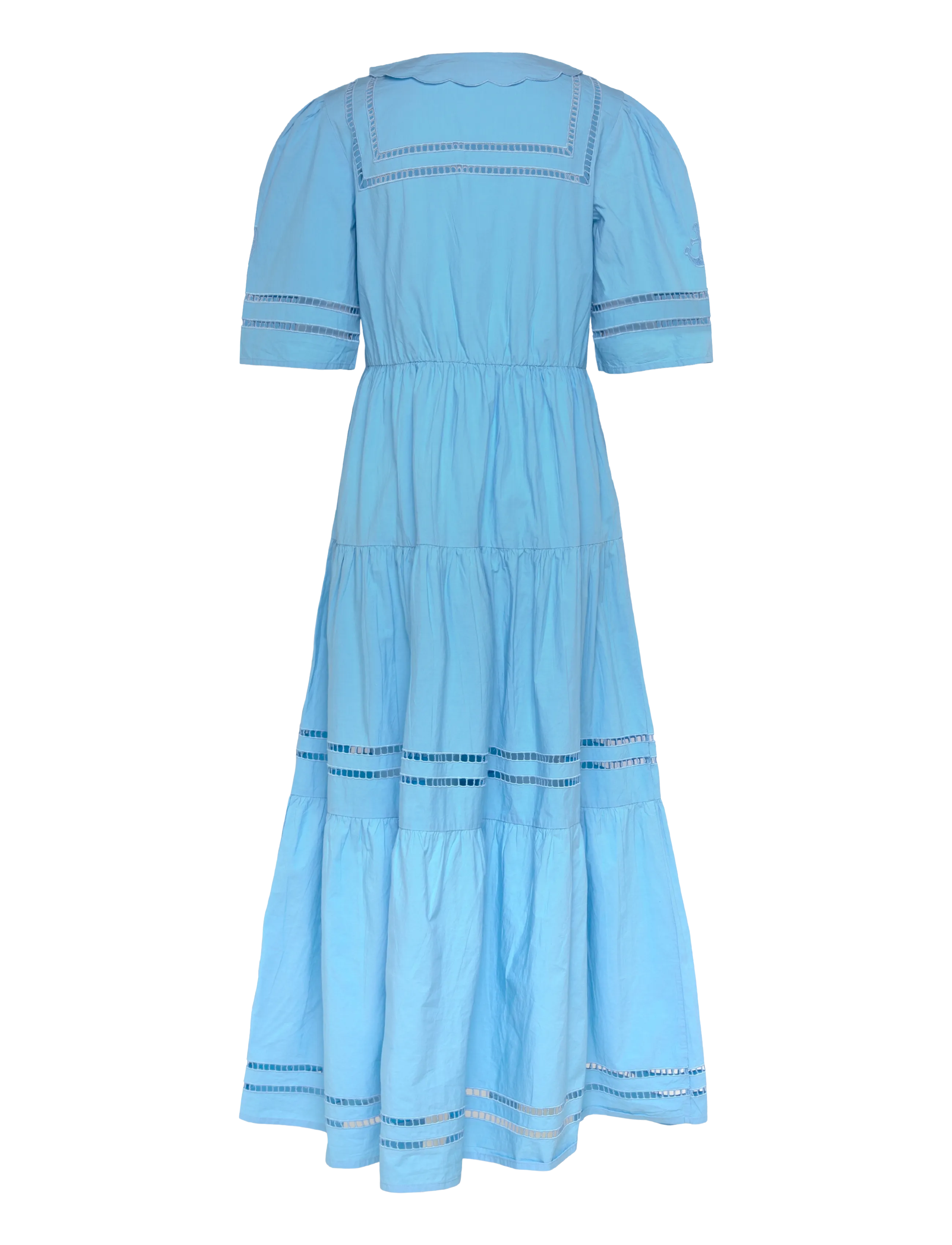 Stella Nova - Maxi Dress with Short Sleeves and Artworks - maxikjoler - 308 blue coral - 2