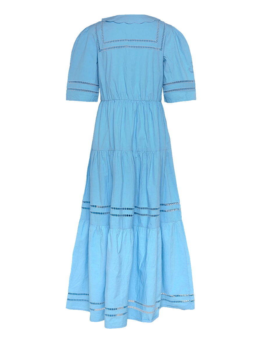 Stella Nova - Maxi Dress with Short Sleeves and Artworks - maxikjoler - 308 blue coral - 2