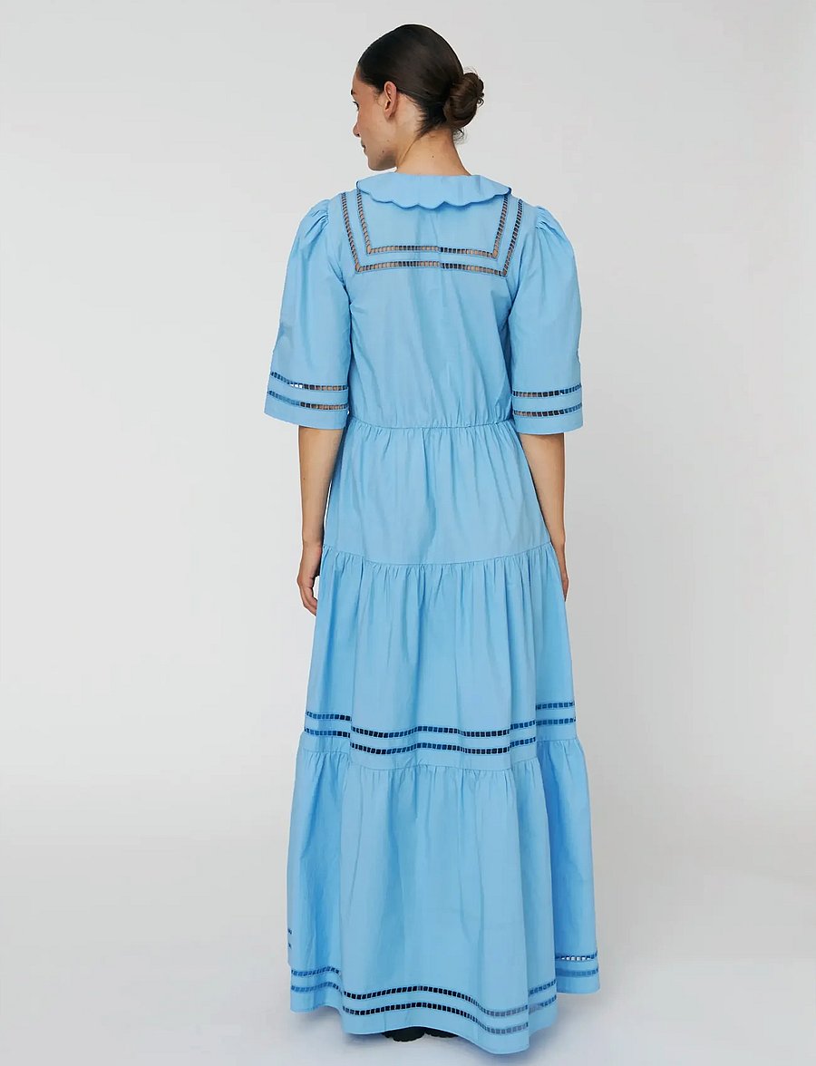 Stella Nova - Maxi Dress with Short Sleeves and Artworks - maxikjoler - 308 blue coral - 3