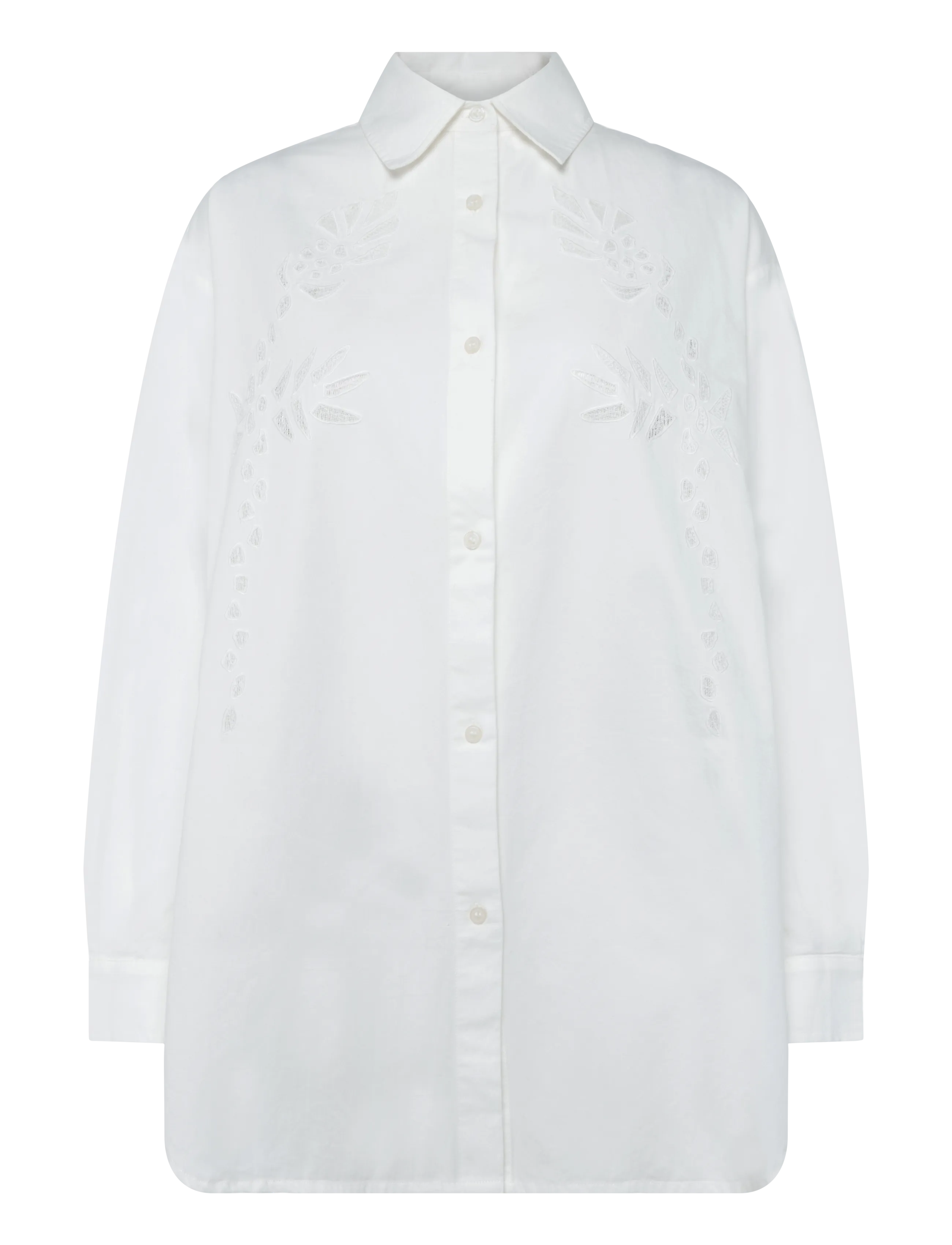 Stella Nova Loose Shirt with Embroidery Anglais - Tänavastiil - WHITE / white