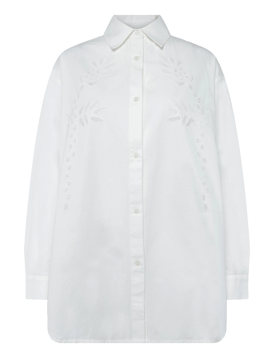 Stella Nova - Loose Shirt with Embroidery Anglais - pikkade varrukatega särgid - white - 1