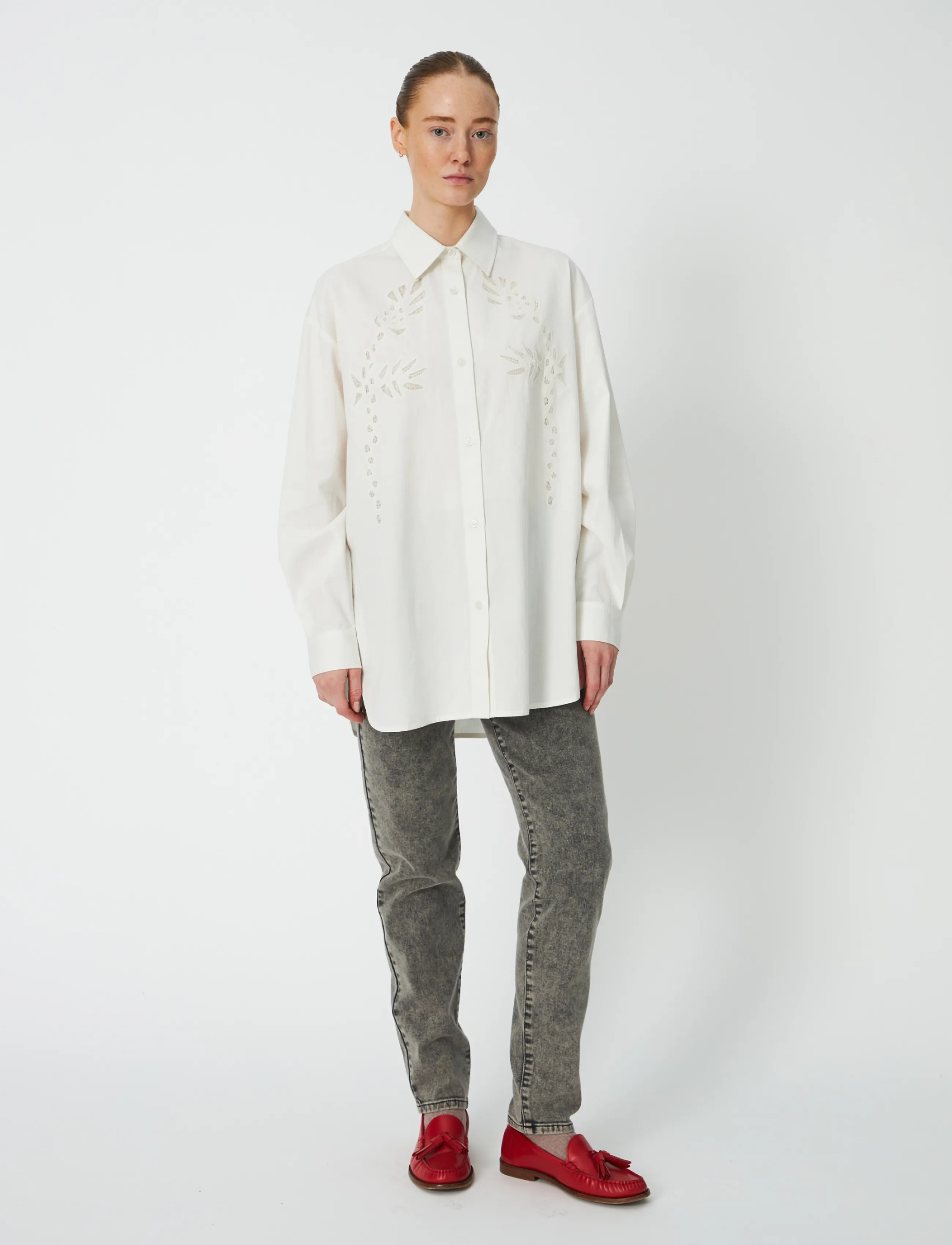 Loose Shirt With Embroidery Anglais