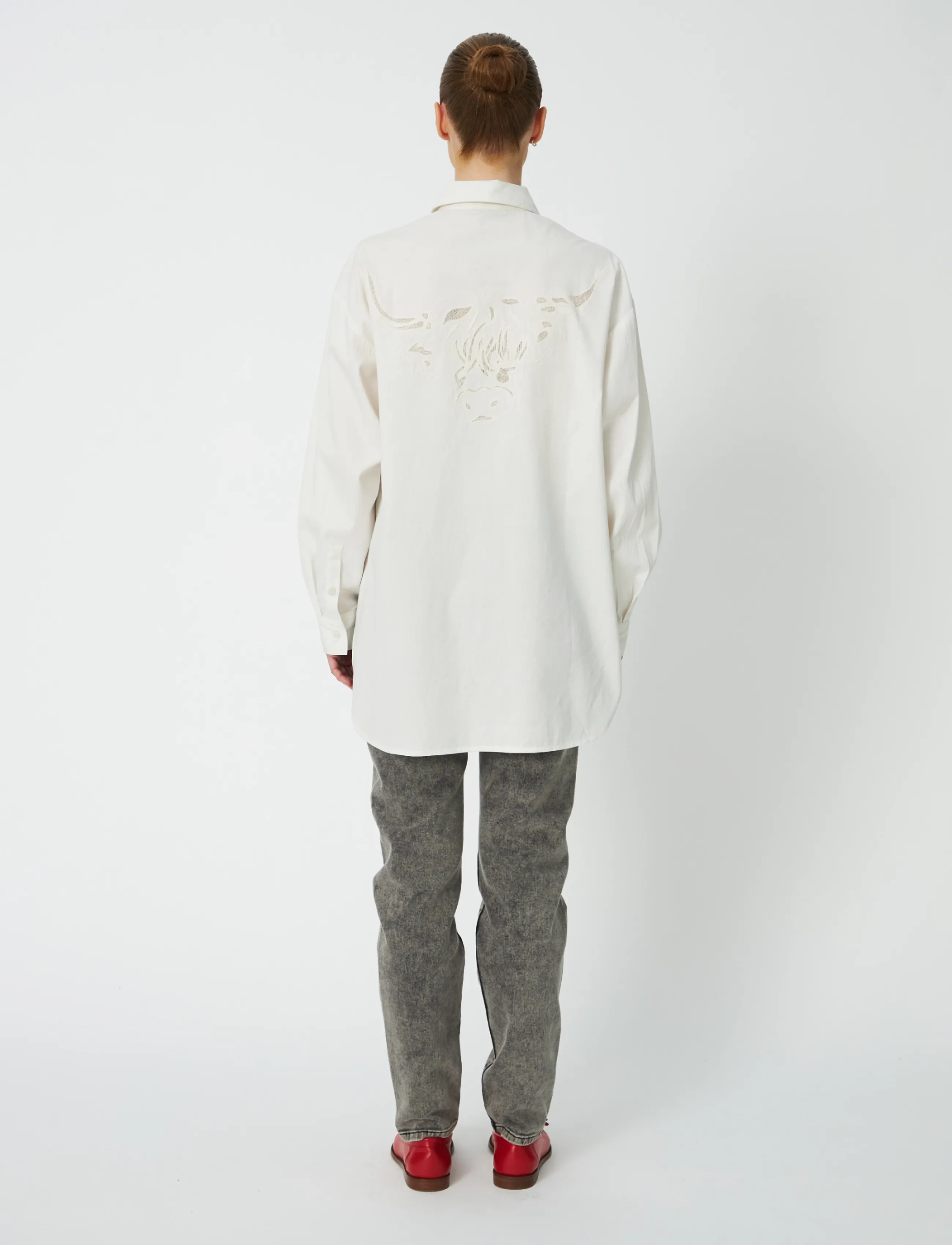 Stella Nova - Loose Shirt with Embroidery Anglais - pikkade varrukatega särgid - white - 3