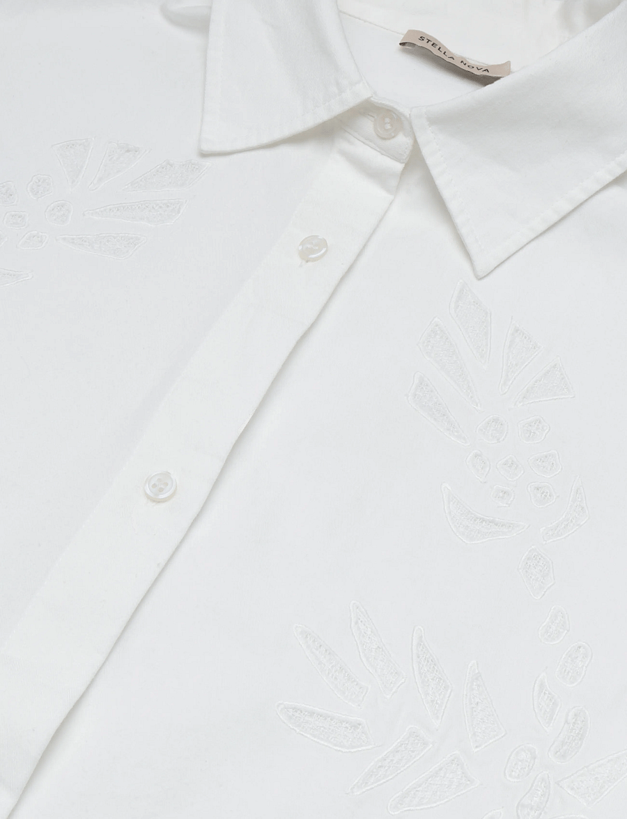 Stella Nova - Loose Shirt with Embroidery Anglais - pikkade varrukatega särgid - white - 4