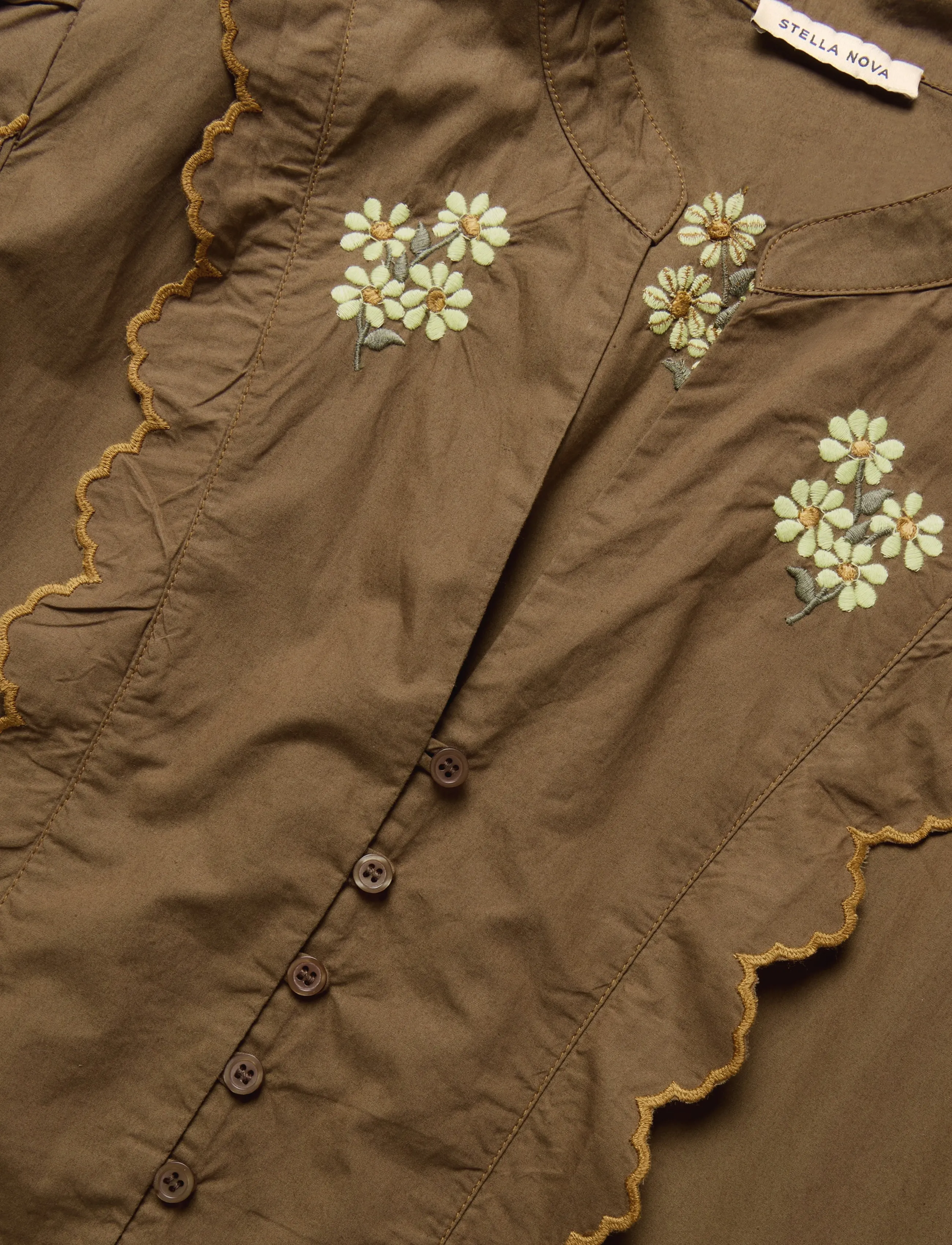 Stella Nova - Embroidered Loose Midi Dress - brown - 2